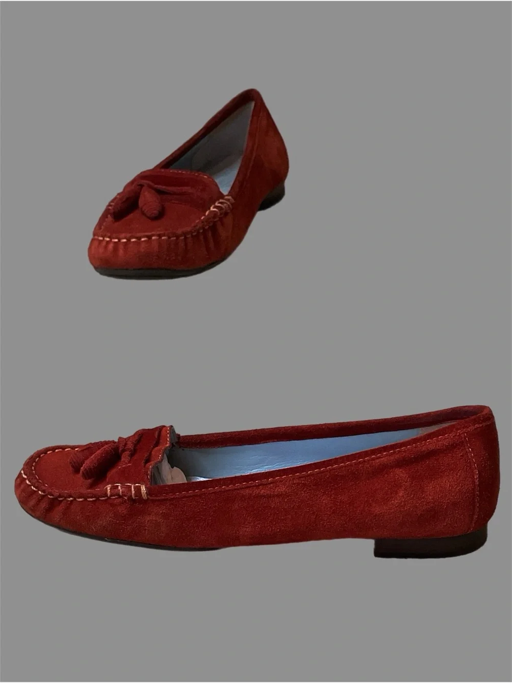 Talbots Francesca Orange Suede Tassel Driving Moccasins Loafers Size 8